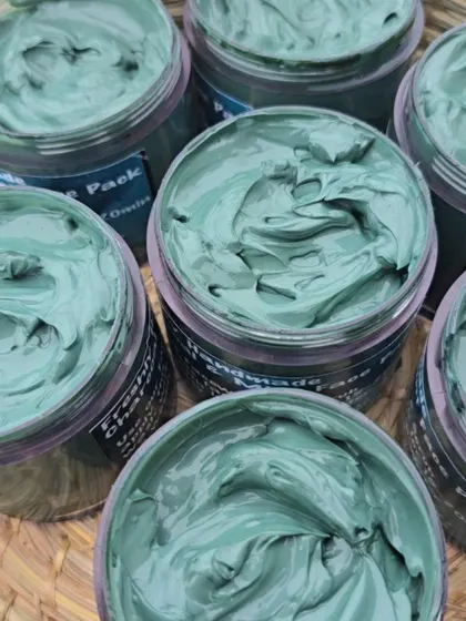 The rich, creamy texture of my Charcoal Face Pack. It feels smooth on the skin and works hard to detoxify and brighten your complexion.