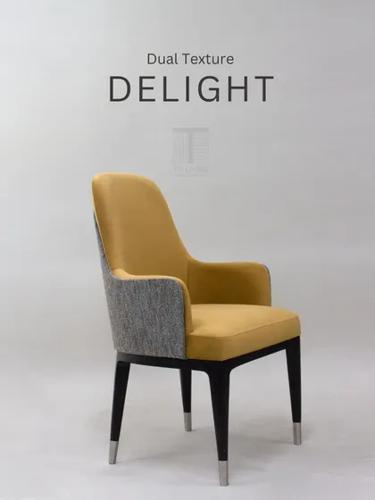 A dual texture delight. This chair is designed to be beautiful from all angles, with a comfortable seat and a stylishly detailed back.
