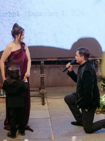 A wedding is a story told through moments. At Surbhi and Virat's reception, the groom proposes to his bride again, a beautiful, unscripted moment that we were there to witness.