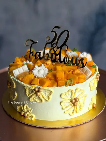 The last Mango Maharaja cake of the season, celebrating a "50 & Fabulous" birthday. This cake is always a crowd-pleaser.