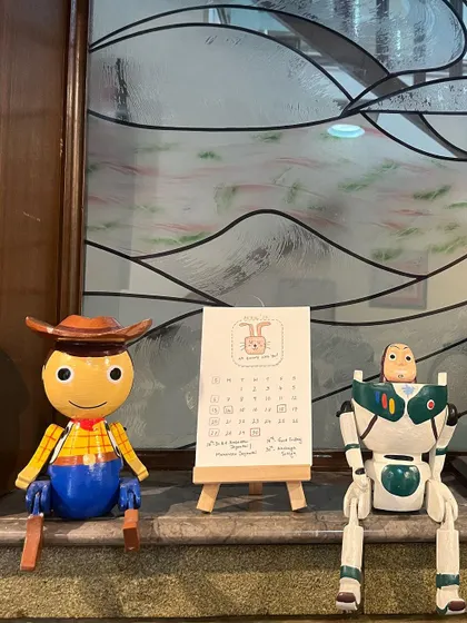Even your toys need to keep track of the date! Here's the calendar sitting with some fun character figures.