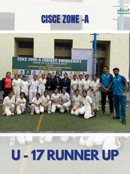 Our U-17 Girls team, the proud runners-up at the CISCE Zone-A Cricket Tournament. Their performance showcased incredible spirit and teamwork.