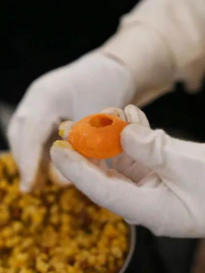The first step in creating the perfect pani puri. Our chefs carefully prepare the puri, ensuring each one is ready to be filled with delicious potato and chickpea stuffing.