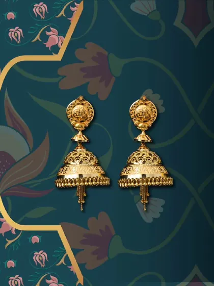 Radiate elegance with every movement. These classic gold jhumkis are a timeless beauty and an essential item for any jewellery retailer.