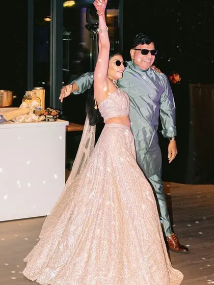 The bride and her father at her wedding in Italy. We provided virtual tutorials for the entire family to learn their dances.