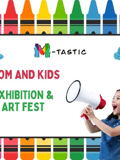 This graphic, featuring a child with a megaphone, was a call to action for vendors in kids' clothing, toys, and accessories to showcase their products at our fest.