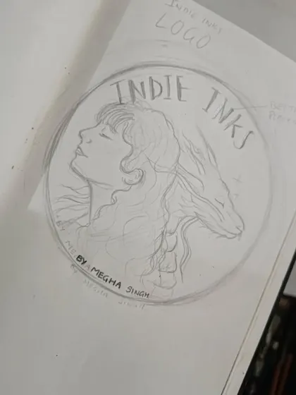 The very first step of a logo design. This is the initial pencil sketch for the 'Indie Inks' logo I created for my tattoo page.