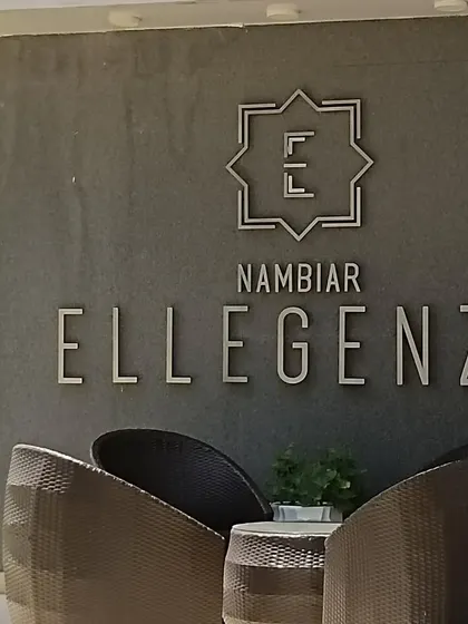 The entrance signage for Nambiar Eleganza. Working within such premium villa communities, I help clients build homes that are not only beautiful but also filled with positive vibrations.