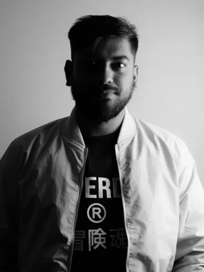 A portrait that captures the more focused, artistic side of my work. Behind every beat is a process of deep thought and creativity. This is the dedication I bring when I sit down to produce a new track or craft the perfect remix for a client.