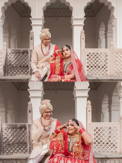 From a poised look to a burst of playful laughter, this diptych captures the couple's dynamic personality. It shows that even in a royal setting, the most beautiful moments are the real ones.