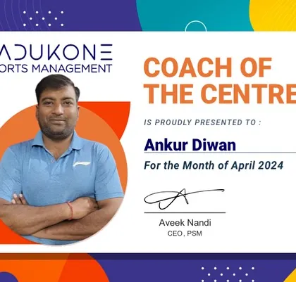 Congratulations to Coach Ankur Diwan from our Indore center for being recognized as the Coach of the Centre for April.