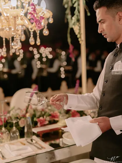 Perfection in service is non-negotiable. For this luxury dinner, our team rehearsed the service multiple times to ensure every glass was polished and every course was presented flawlessly. It's this level of detail that defines our work.