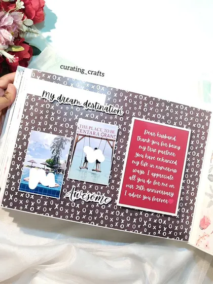 A page from a 25th-anniversary scrapbook with a personal message to a husband.