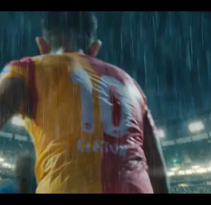 A player celebrates a goal in the rain. This shot from the East Bengal FC film is all about capturing the emotion of the moment, with the jersey number prominently displayed.