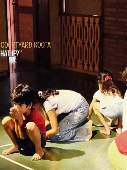 A photo from the "What If?" theatre workshop for children. This captures a moment of focus and imagination, embodying our goal to nurture creativity from a young age.
