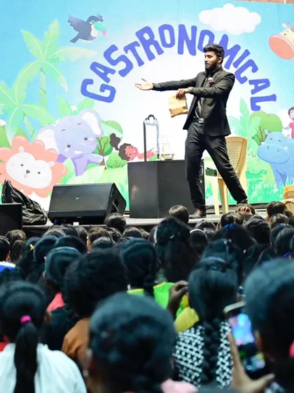 On stage, in my element, performing for a huge crowd of enthusiastic kids at VBS 2023. No matter the size of the audience, my goal is always to create a memorable, fun-filled experience for everyone.