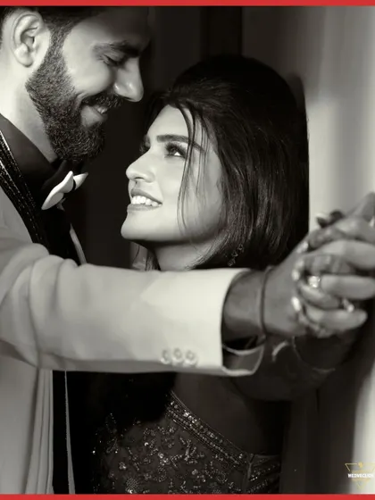 A beautiful black and white portrait capturing an intimate, loving gaze. Monochrome photos often highlight emotion and connection by removing the distraction of color, resulting in a timeless and classic feel.