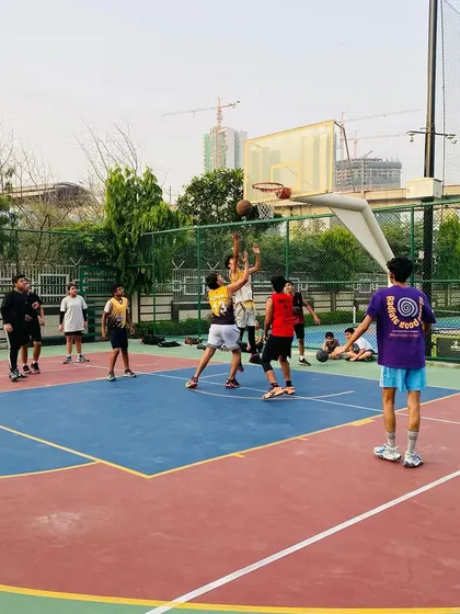 Players fight for a rebound, a crucial aspect of the game we practice relentlessly.