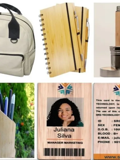 We offer a full suite of eco-friendly products for employees, including durable canvas laptop bags, bamboo ID cards, flasks, and pen holders. We can work with you to create a customized offering for your team.