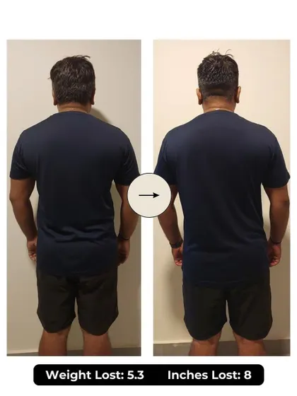 Sandeep lost 5.3 kgs and 8 inches in 6 weeks. He went from being inconsistent and low on energy to following a proper diet and structured workout routine, with enhanced energy levels.