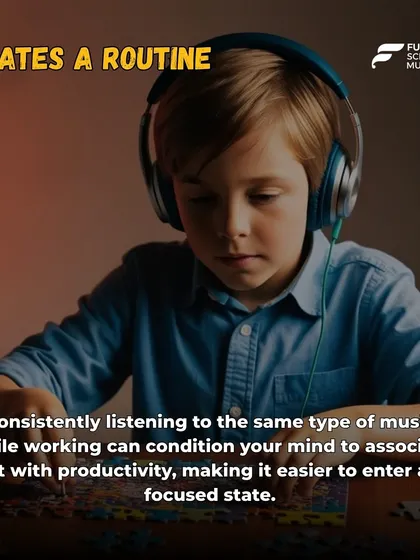 Consistently listening to the same type of music while working can create a routine for productivity. We teach students how to use music as a tool for focus in all areas of their life.