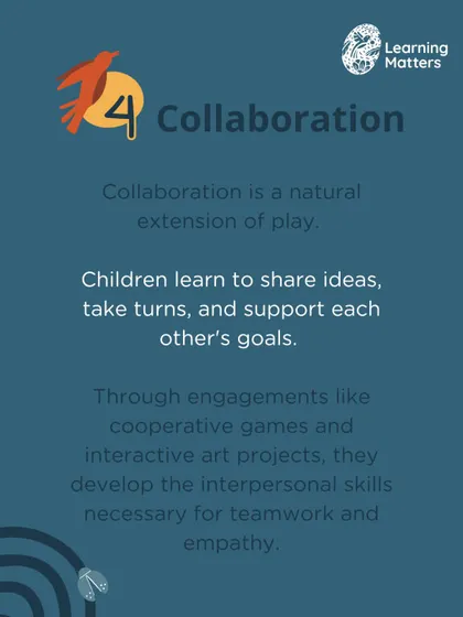 Collaboration: Through cooperative games and projects, children learn to share ideas, take turns, and work together.
