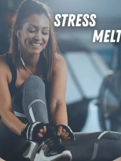 A great workout is a powerful stress melter. This member is seen smiling post-workout, capturing the mood-boosting and stress-relieving benefits of a good training session.