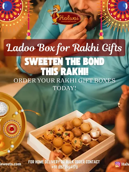 Sweeten the bond this Rakhi with our Ladoo Box. This special Rakhi gift box is filled with assorted ladoos, making it a perfect gift to celebrate the love between siblings.