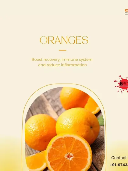 Oranges are packed with Vitamin C, a key nutrient that helps reduce inflammation throughout the body. Including citrus in your diet is a simple way to boost recovery and support your immune system.