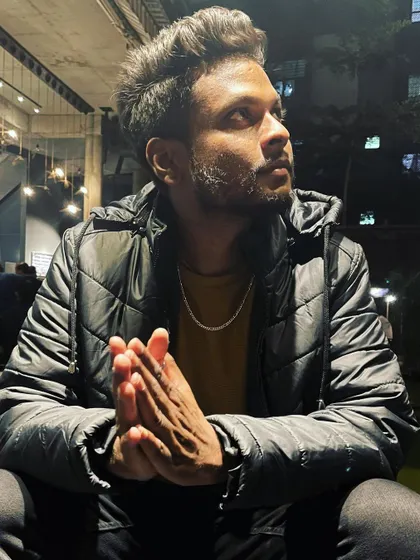 A candid moment of thought before a big night. Here I am getting ready to take the stage at The Bier Library in Koramangala.