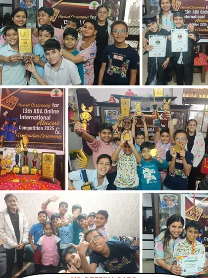 A collage from our award ceremony at the Dehrakhas, Dehradun center, celebrating the winners of the 13th ADA Online International Abacus Competition.