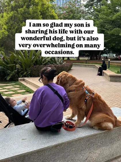 I'm so glad my son is sharing his life with our wonderful dog, but I'll be honest, it can be overwhelming. If you ever feel frustrated or stretched thin, know that you are not alone. It's a tough job, but we can make it work.