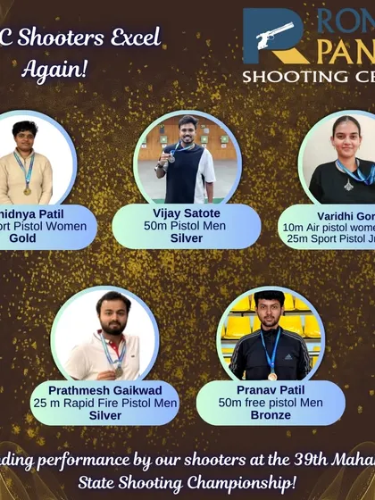 Our shooters excelled again at the 39th Maharashtra State Shooting Championship, bringing home a haul of gold, silver, and bronze medals across multiple pistol events.