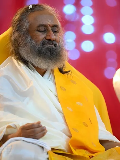 A moment of deep meditation during Navratri celebrations. The energy of these nine nights is highly conducive to spiritual practices, helping participants experience deep rest and bliss.