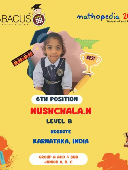 Nushchala N from Hoskote, Karnataka, securing 6th Position.
