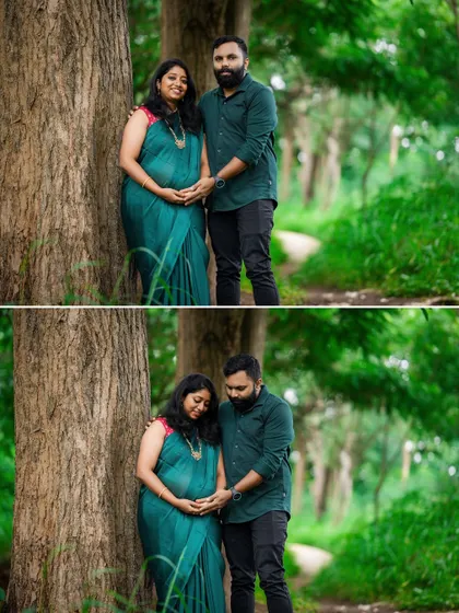 This collage shows two candid moments from the same pose. We often capture subtle changes in expression and interaction to provide a variety of natural-looking photos from your shoot.