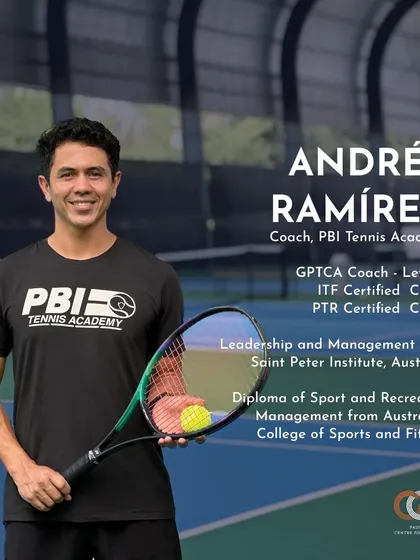 Meet Coach Andrés Ramírez, a GPTCA Level B and ITF Certified Coach. His expertise in sport and recreation management helps propel our athletes to new heights.