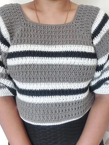 A front view of the Diana Crop Top, showing the classic striped pattern and flattering cropped length.
