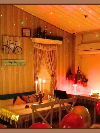 Another look at our private dining space, ready for a celebration. The combination of starry lights and candlelight creates a magical ambiance for an exclusive dinner.