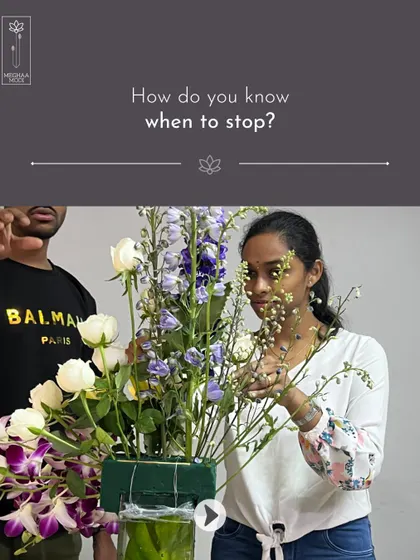 "How do you know when to stop?" This is a critical question I pose to my students. Here, a student is carefully considering her next move, learning to develop a designer's eye for balance and restraint.