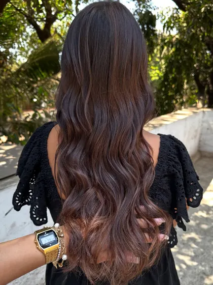 The back view of her beautiful pre-wedding hair.