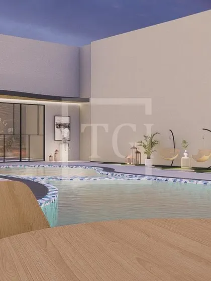 Another perspective of the poolside dining and lounge area, emphasizing the spacious layout and the seamless flow between different zones.
