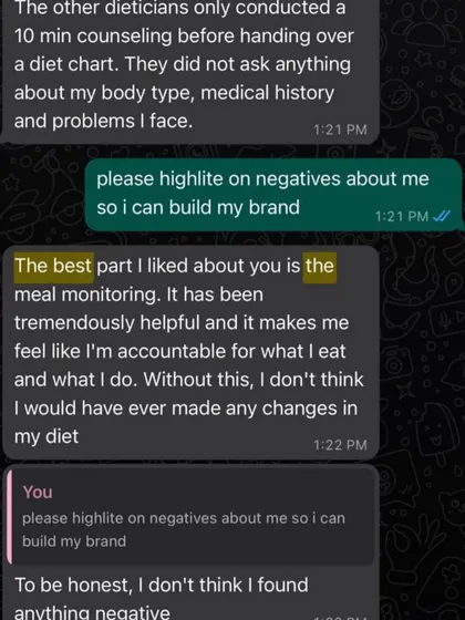 A client shares that the best part of my service is the daily meal monitoring, which made him feel accountable. This constant support is what sets my program apart and ensures you make real, lasting changes.
