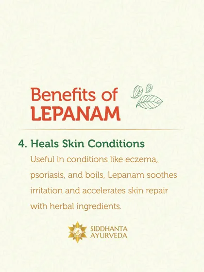 For conditions like eczema and psoriasis, Lepanam helps soothe irritation and accelerate skin repair. The herbal ingredients are chosen specifically to heal and calm the affected skin.