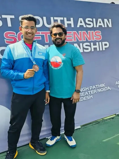 With my student Yashwant Yadav after he secured a bronze medal at the 1st South Asian Soft Tennis Championship. His dedication during training paid off.