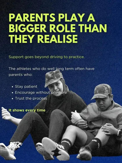 Parents play a bigger role than they realize. This graphic points out that the athletes who do well long-term often have parents who are patient, encouraging without pressure, and trust the process. That support shows every time.