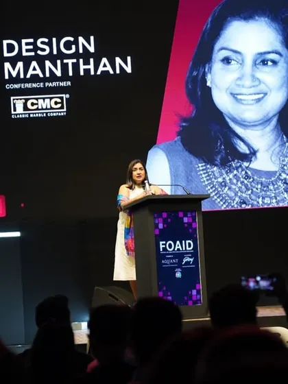 Presenting at the Design Manthan conference. These events are an opportunity to connect with the wider design community and discuss the future of our industry.