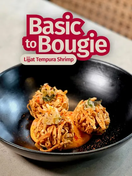 From a household name to a gourmet appetizer. This is our Lijjat Papad Tempura Shrimp, a crunchy, savory bite that perfectly embodies the "Basic to Bougie" spirit.