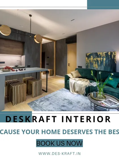 A graphic showcasing a modern living space with a bold green sofa, emphasizing our belief that every home deserves the best in design and comfort.