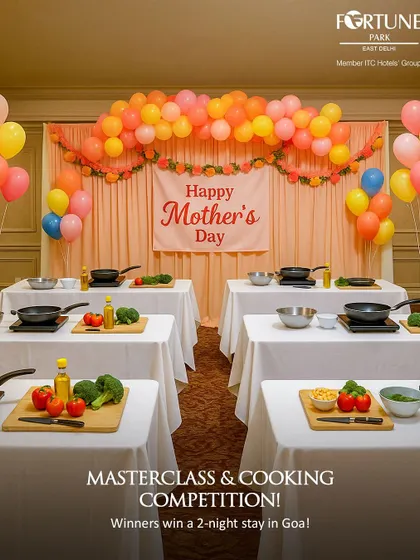 The setup for our Mother's Day masterclass and cooking competition, where the winner received a 2-night stay in Goa.